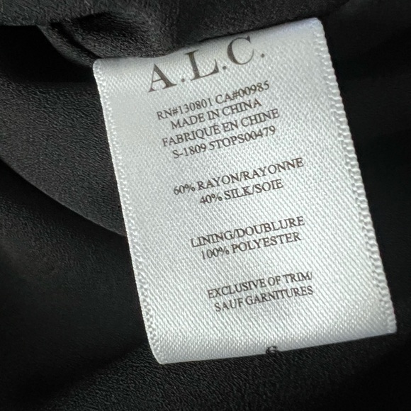 A.L.C. Silk Blend Black Sheer Long Sleeve Animal Print Blouse Top Size 6 - Picture 11 of 14